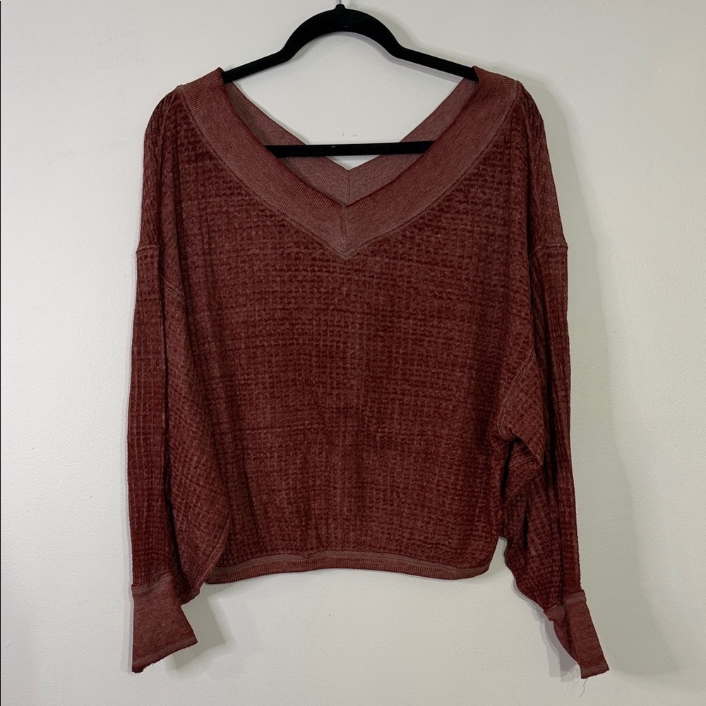We the Free Off the Shoulder Oversized Henley Shirt